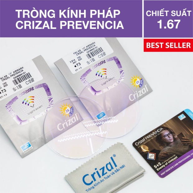 Crizal Prevencia - Chiết suất 1.67: Lọc ánh sáng xanh thông minh