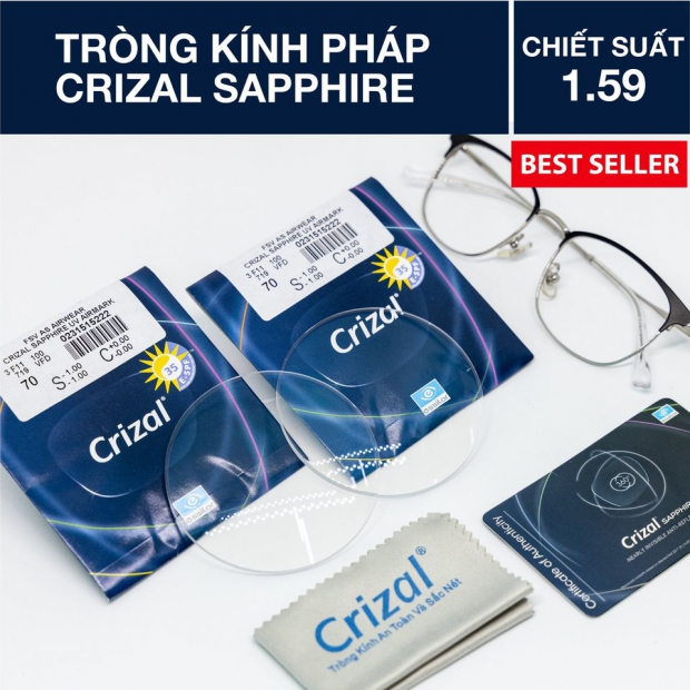 Crizal Sapphire 360UV - Chiết suất 1.59 Chống chói toàn diện 360 độ